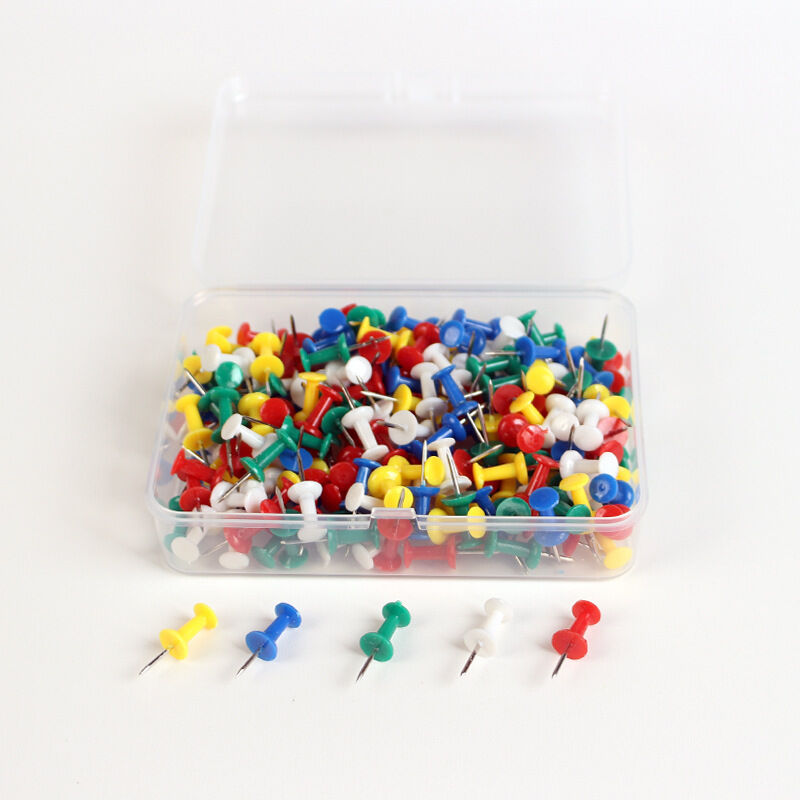 CCYKXA Drawing pins, pack of 100 reusable pushpins with sturdy plastic storage box, rustproof pushpins for cork bulletin boards, school bulletin