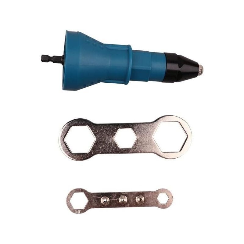 Ccykxa - Embout de rivetage pour rivet aveugle - Adaptateur de foret à riveter - Pour visseuse sans fil et perceuses - Bleu - 16 x 5,8 cm