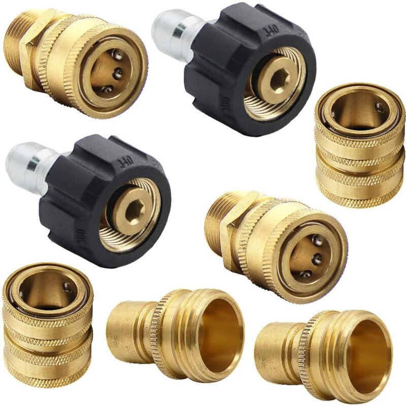 Ccykxa - Ensemble d'adaptateurs pour nettoyeur haute pression, Kit de déconnexion rapide, pivotant M22 à connexion rapide de 3/8 pouces, 3/4 pouces à