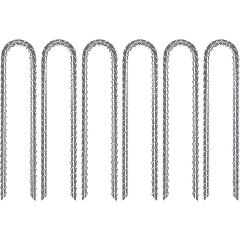 Ccykxa - Ensemble de 6 Piquets de Fixation en u, Piquets Robustes en Acier Galvanisé pour Trampoline, Tente de Camping et Jardin