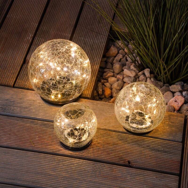 Ensemble de boules de verre solaires Lumière de jardin Lumière solaire jaune chaud Lumière en verre - Ccykxa