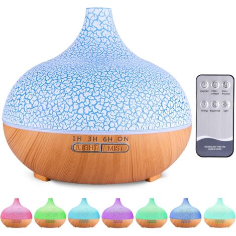 CCYKXA Essential Oil Diffuser, 550ml Ultrasonic Humidifier Electric Aromatherapy Diffuser with Remote Control, 7 Colors LED Lights, Timer, Auto Shut-Off, Quiet