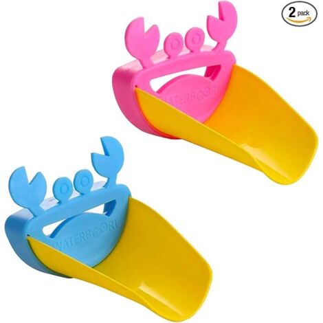 CCYKXA Faucet Extender 2 Pieces Crab Shape Faucet Extender Accessories Sink Handle Extender PP Extender for Kids Hand Washing Kitchen Bathroom Sink, Blue + Pink