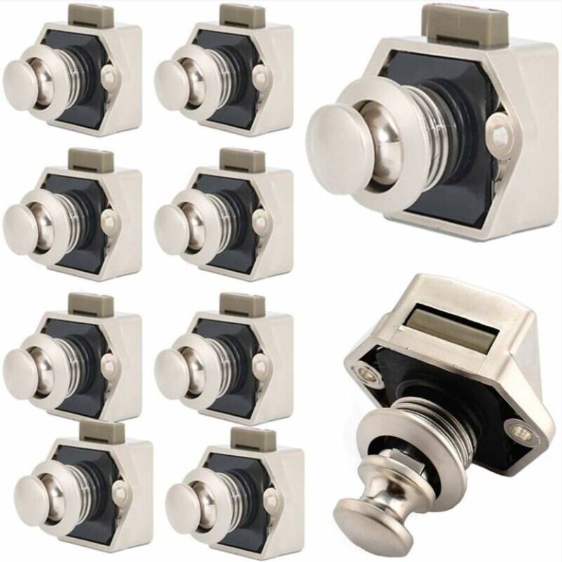 Ccykxa - Fermeture à bouton-poussoir pour meubles, 10 pièces, pour la fermeture sans clé des tiroirs et des portes, bouton-poussoir en métal avec