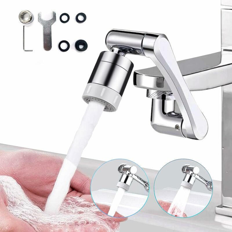 Fixation de robinet aérateur, aérateur de robinet pivotant à 1080 °, robinet d'extension rotatif multifonctionnel avec 2 fonctions de pulvérisation,