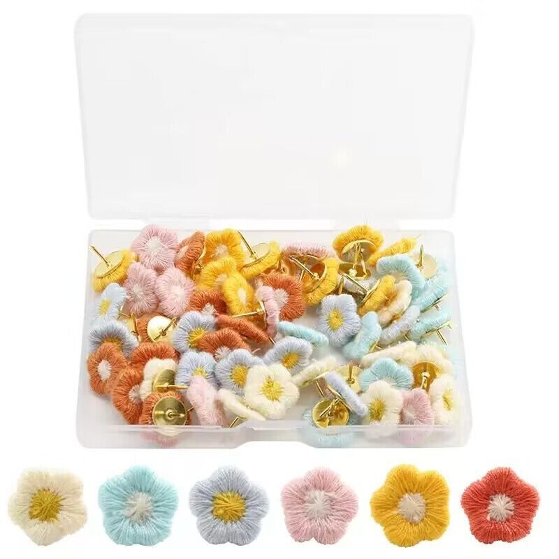 CCYKXA Flower Push Pins, 30pcs, Colorful Flower Push Pins for Map Cork Board Photo Display Office Home (6 Colors)