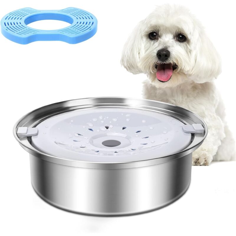 CCYKXA Gamelle Anti Éclaboussures Chien de 2.5L, Gamelle Inoxydable No-Spill Gamelle d'eau pour Chien Anti Débordement Bol d'eau de Flottabilité pour