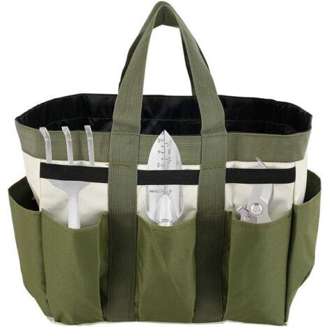 CCYKXA Garden Tool Bag Organizer with 8 Pockets, Sturdy 600D Oxford Cloth, Multifunctional Portable Storage Bag with Handles and Elastic Straps, Gardening Bag for Men and Women