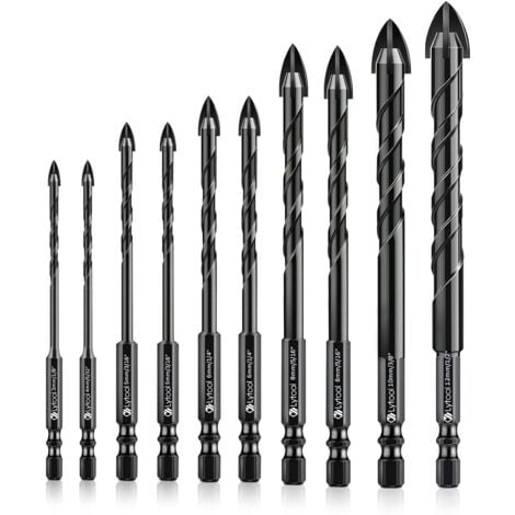 CCYKXA Glass Drill Bit, Tile Drill Bit, 10 Pieces Glass Drill Bit, Glass Tile Drill Bits, Ceramic Drill Bits, with Hex Shank, for Drilling Holes in Glass, Ceramic Tile Drilling