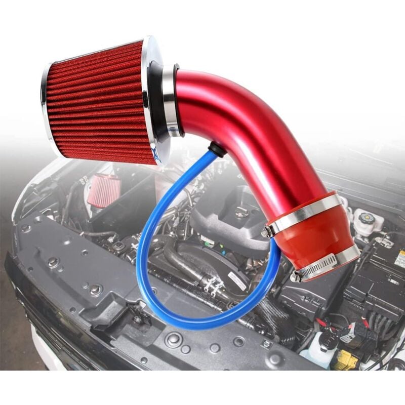 Ccykxa - gm Cold Air Intake Kit (Red) 3' Diameter Aluminum Tube Car Intake Filter Pipes & Low Profile Clamps
