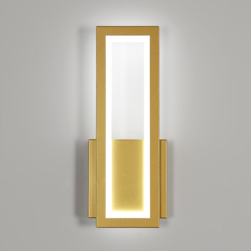 CCYKXA Gold LED Indoor Wall Light, 17W Modern Black Acrylic Wall Lamp, White Light Wall Fixture for Bedroom, Living Room, Hallway, Staircase, 32CM