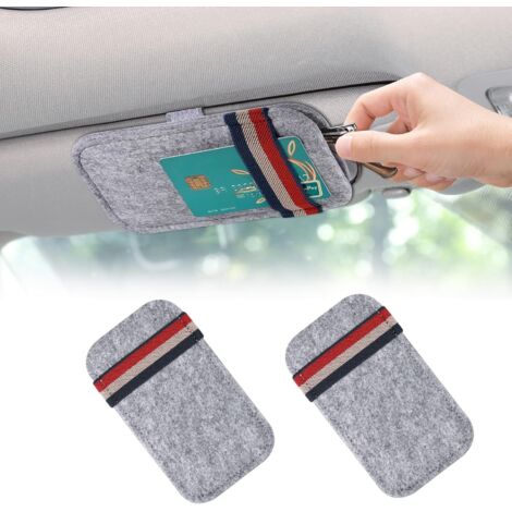 CCYKXA (Grau)2 Stück Brillenhalter für Auto-Visier, Filz-Brillenhalter mit Clip, Brillenschutz, Auto-Visier-Sonnenbrillenhalter