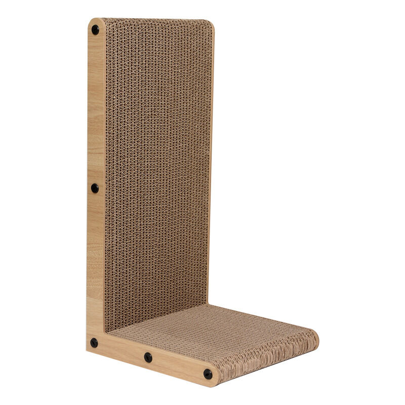 CCYKXA Griffoir pour Chat, Griffoir Mural en Forme de L de 40 cm, Grattoir pour Chat en Carton avec Balle, pour Chats d'Intérieur