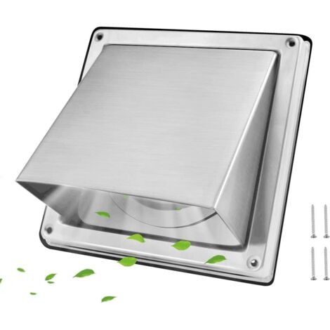 Ccykxa – Grille de ventilation carrée 100mm en acier inoxydable – Clapet anti-retour – Installation murale intérieure/extérieure – Résistante à la corrosion