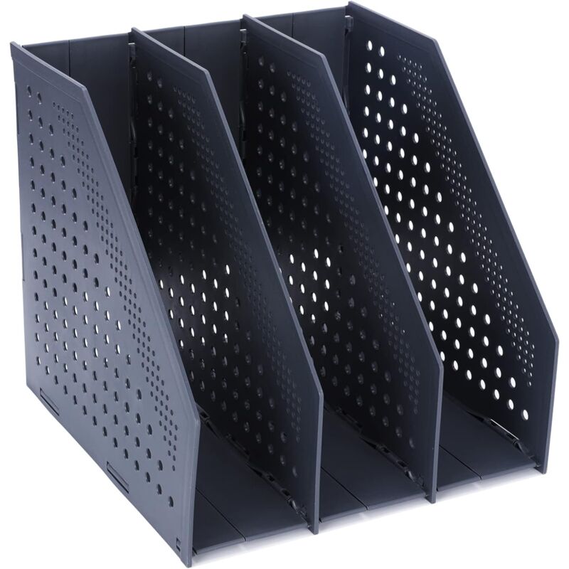 Gris foncé.Porte-revues pliable, Porte Revue Bureau avec 3 Compartiments, Classeurs à Revues de Grande Capacité, Rangement Papier Vertical A4 - Ccykxa