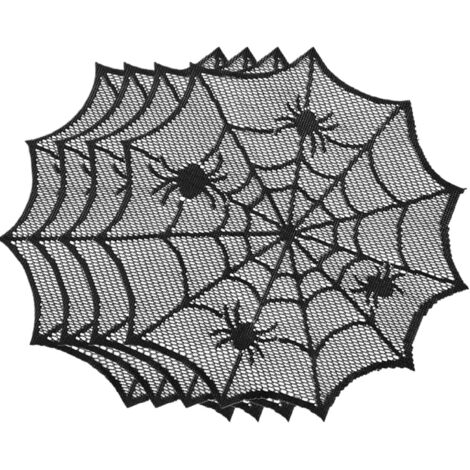 CCYKXA Halloween Placemats 30cm Set of 4 Spider Canvas Placemats Non-Slip Hollow Placemats Gothic Decoration for Dining Room Home