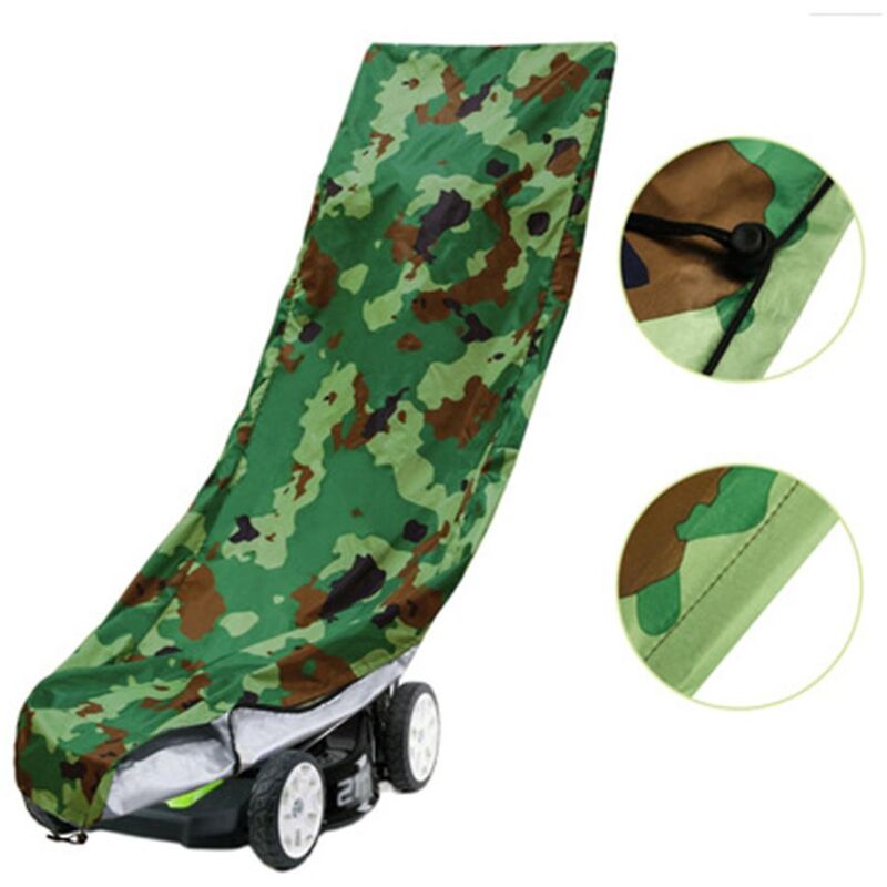 Housse de tondeuse à gazon imperméable à l'eau Housses de tondeuse à pousser, camouflage, 25x76x44 pouces - Ccykxa