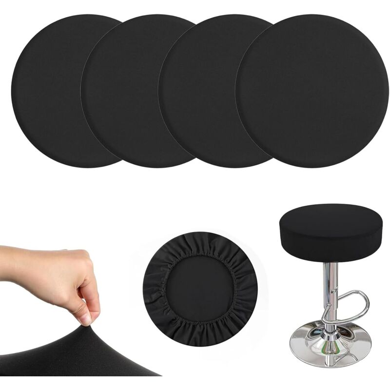 CCYKXA Housse Tabouret Rond, 4 Housse Chaise Bar Extensible, Diamètre 28-38 cm, Housse Tabouret de Bar Rond, Facile d'entretien Lavable Infroissable