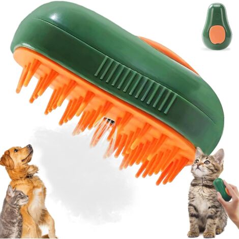 CCYKXA Hunde-Katzen-Dampfbürste, 3-in-1-Dampfkatzenbürste, Katzenbürste, Hunde-Katzenbürste, für Hunde Katzen entfernt effektiv filzige Unterfellverfilzungen (Grün)