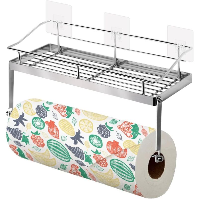 Joejis Porte essuie Tout Mural etagere sans perçage pour cucina et Salle de Bain Metal support essuie Tout et derouleur Mural Cuisine epice pour