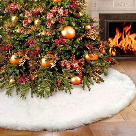 CCYKXA Jupe d'arbre de Noel Décoration de Fête Jupe de Sapin Jupe d'arbre de Noël Couvre Pied de Sapin Décorations pour Arbres de Noël Décorations de Fêtes de Noël (Blanc Jupe d'arbre de Noel 78cm)