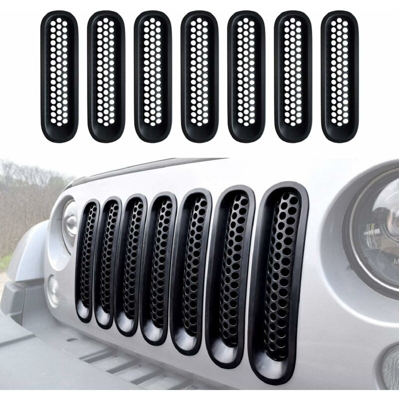 Ccykxa - Kit 7 pièces de grilles avant noires pour Jeep Wrangler et Wrangler Unlimited 2007-2015