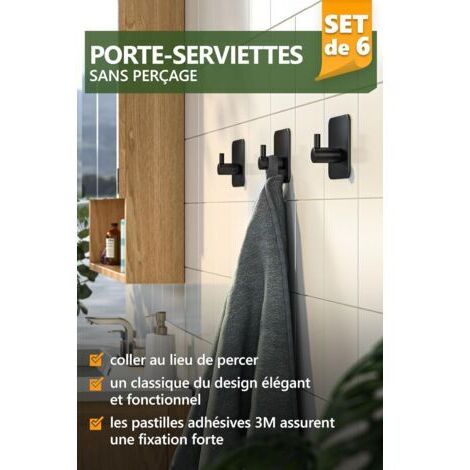 CCYKXA Klebehaken für die Wand – 6 Stück, schwarz, für Badezimmer und Küche – Handtuchhalter