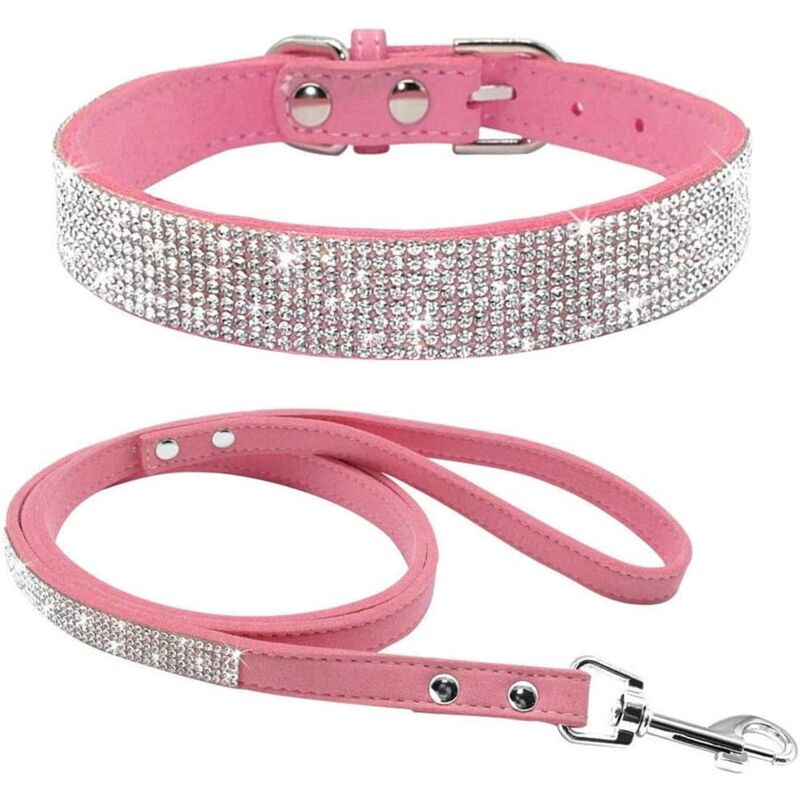 Ccykxa - Laisses de Collier de Chien Strass, Cristal de Diamant Ensemble de Laisse pour Collier de Chien, Collier en Strass pour Chien Mignon,
