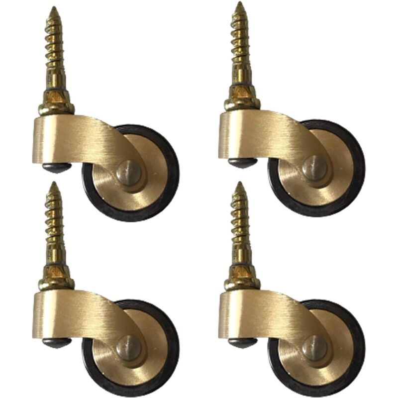 Ccykxa - Laiton Massif Roulettes de Meubles,Roues pivotantes en Caoutchouc de Style Ancien,Diamètre de Roue 25mm,Capacité de Charge 150kg,avec Tige