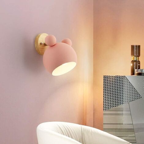 CCYKXA Lampada da parete creativa a forma di orsetto, moderna lampada da interno con testa regolabile, illuminazione decorativa per la cameretta dei bambini, regalo originale per bambini (rosa)