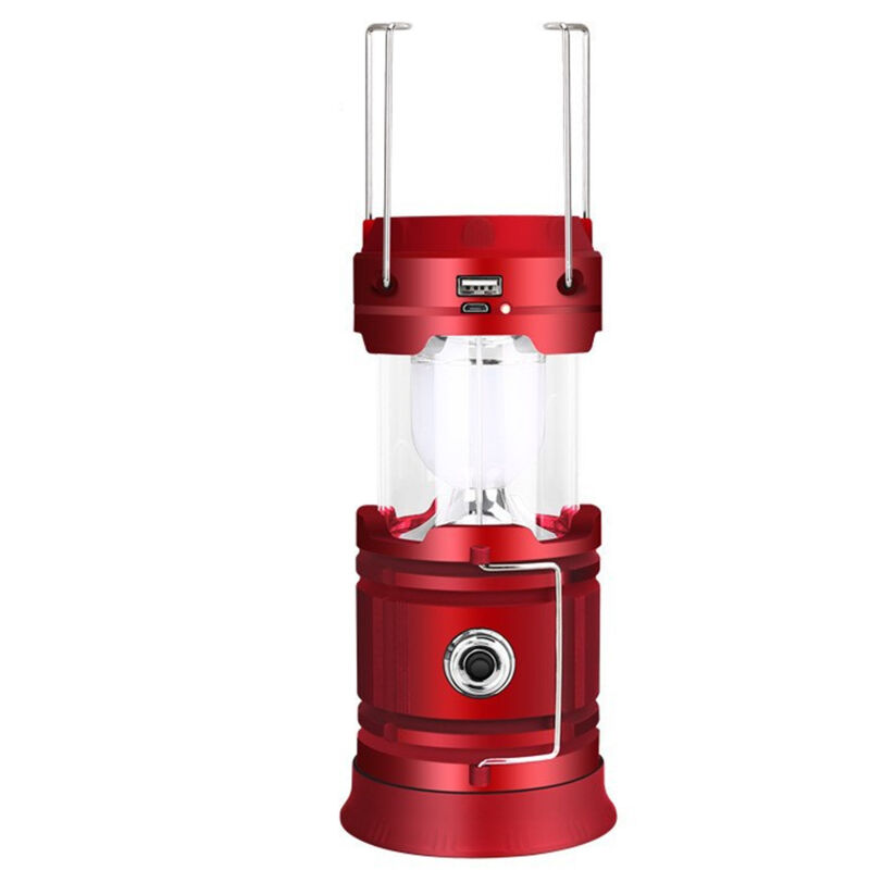 Lanterne led Rechargeable Solaire/USB, Lampe Camping Puissante, 2 Modes Lanterne de Jardin Portable, Torche 360° Eclairage Suspendue avec Etanche