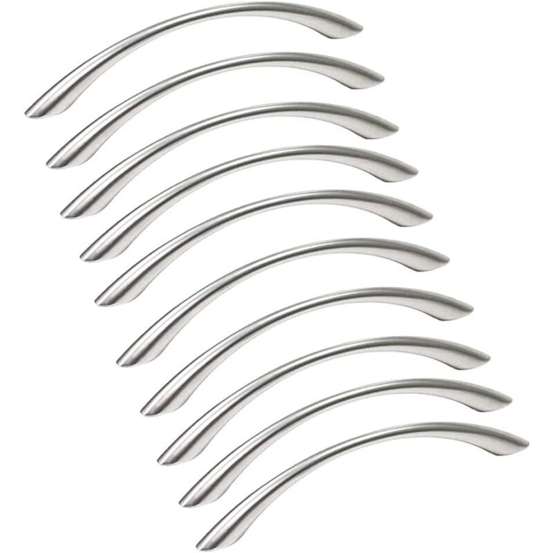 Lot de 10 Poignée Meuble Poignée de Meuble Cuisine Inox - Poignée de Porte Poignée Cuisine Nickel Brossé en Acier Inoxydable Entraxe 128mm - Ccykxa
