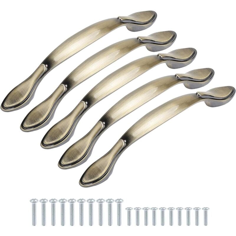 Ccykxa - Lot de 10 poignées d'armoire vintage en forme d'arc antique – poignées de porte de meuble – 13 cm de long (96 mm entre les trous) – bronze