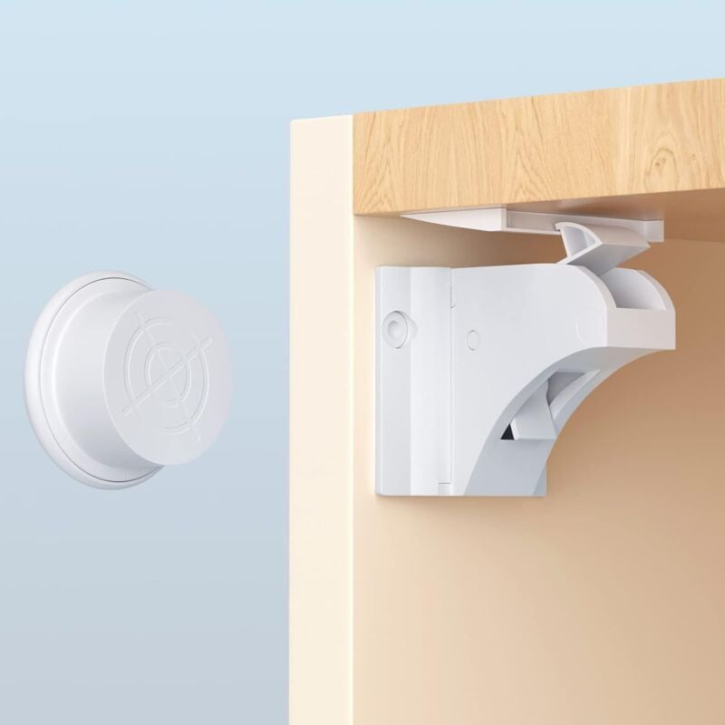 SNQ - ccykxa Lot de 12 verrous magnétiques de sécurité pour enfants + 3 clés - Verrous de sécurité pour placards et tiroirs sans perçage ni vis