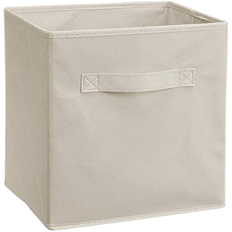 Lot de 2 Beige Uni cubes de rangement pliables en tissu avec poignées 26,6 x 26,6 x 27,9 cm - Ccykxa