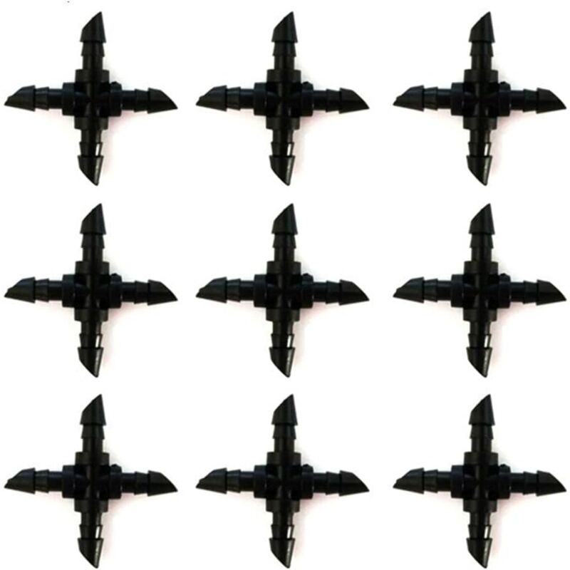 Ccykxa - Lot de 25 connecteurs d'irrigation goutte à goutte de 4 mm, connecteurs barbelés croisés à 4 voies, raccords d'irrigation goutte à goutte,