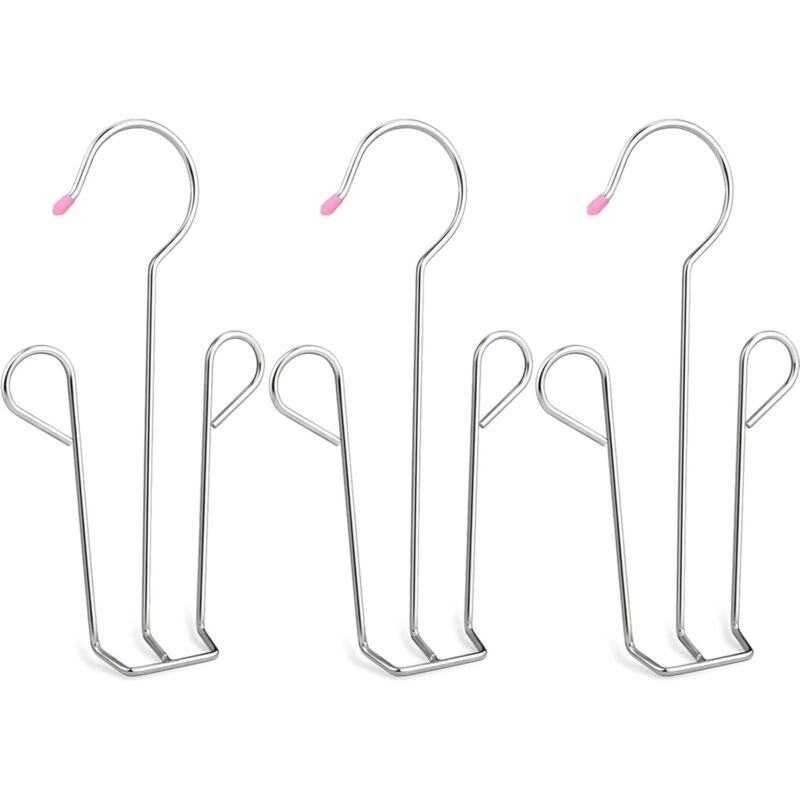 CCYKXA Lot de 3 cintres à chaussures en acier inoxydable multifonction avec double crochet pour déshumidifier les chaussures en cuir