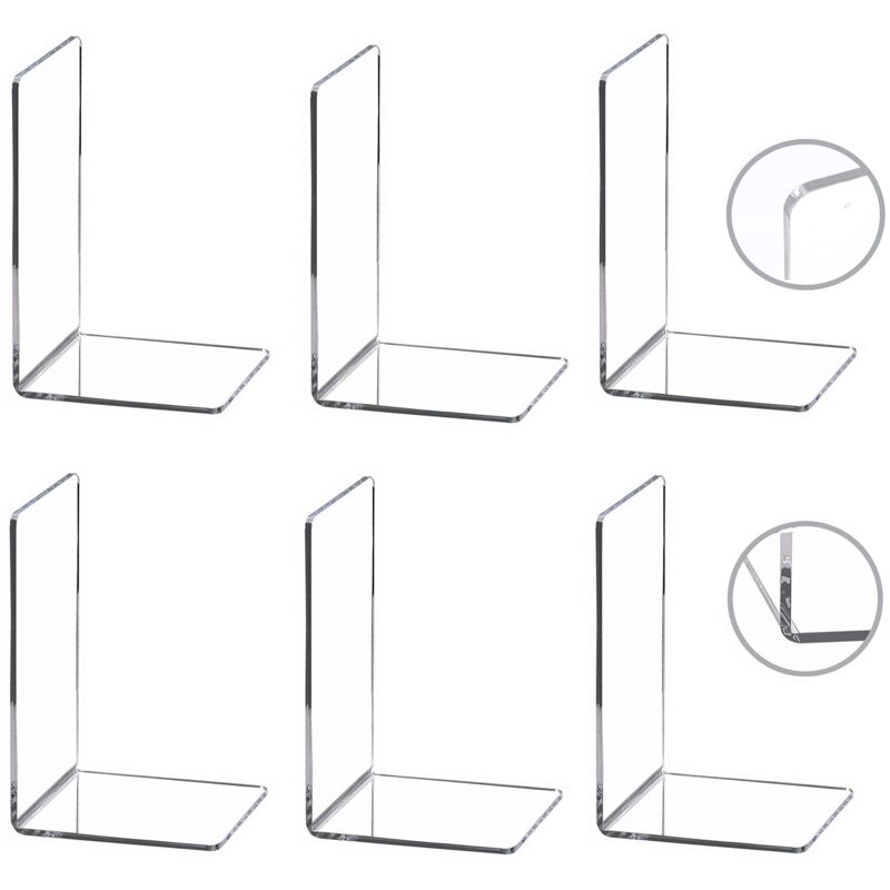 Lot de 3 Paires de Serre Livres en Plastique Acrylique - Décoration pour Chambre à Coucher, bibliothèque, Bureau, Fournitures Scolaires, papeterie,
