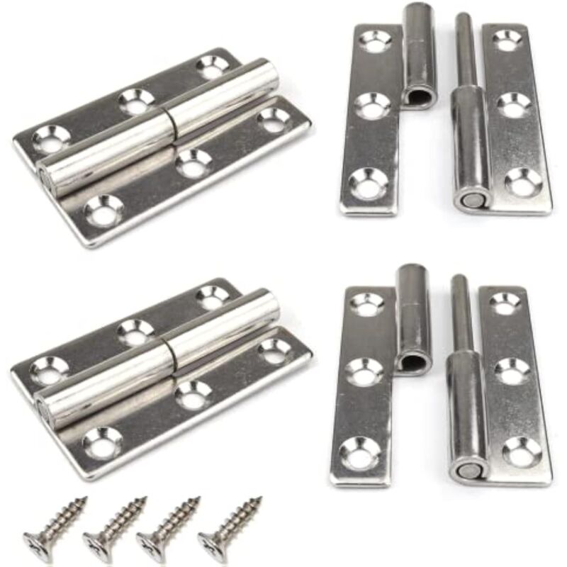 Ccykxa - Lot de 4 charnières de porte amovibles robustes en acier inoxydable 304 pour portes intérieures et extérieures de 7,6 cm