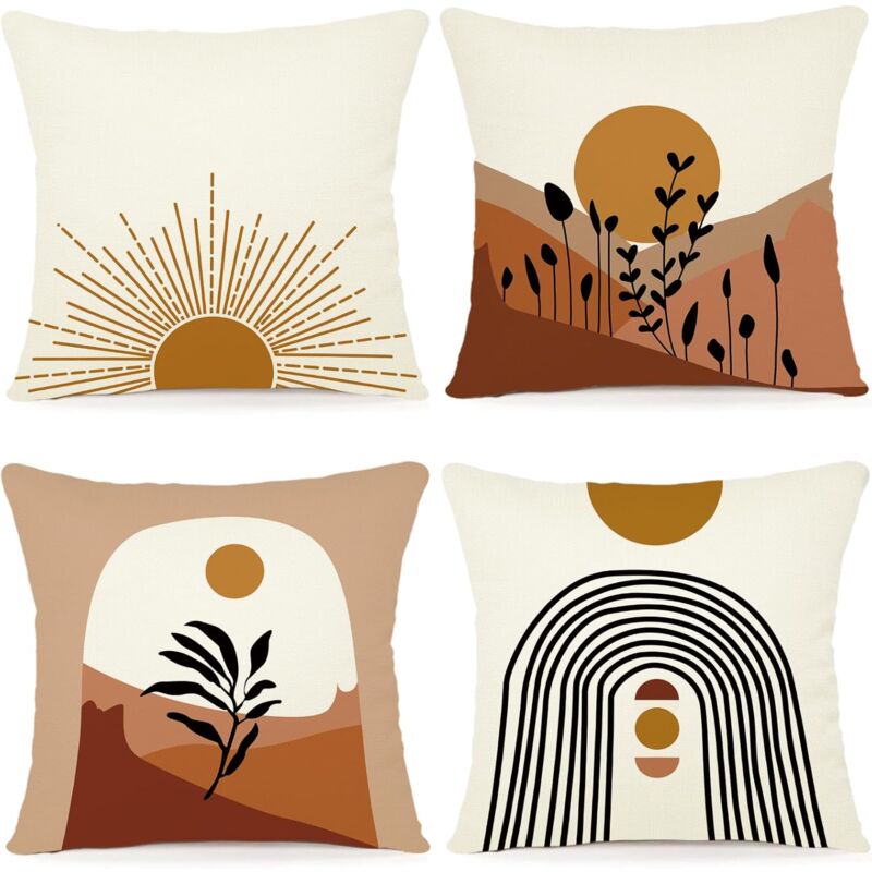 Ccykxa - Lot de 4 Housse Coussin 45x45 Florale Peinture à l'aquarelle Housses de Coussin Décoratives en Coton Lin Taie Oreiller de Canapé Housse De