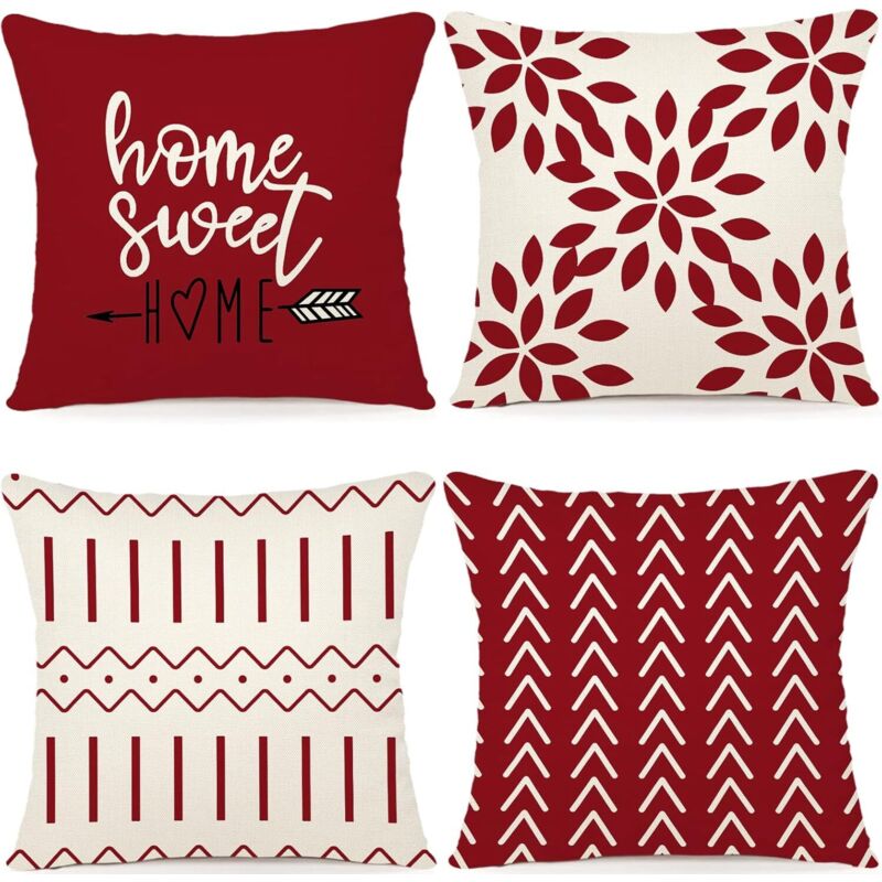 CCYKXA Lot de 4 Housse Coussin Décoratif Canapé Taie d'oreiller Decoration Canapé Housses de Coussin en Lin d'extérieur Housse de Coussin Décoration