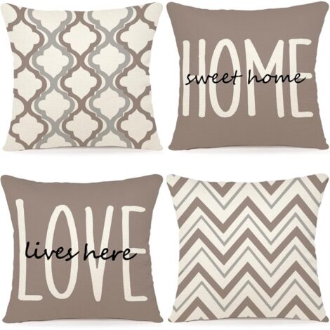 Ccykxa – Lot de 4 housses de coussin 45x45 cm – Tissu en lin durable – Motif géométrique – Lavable en machine – Décoratif pour canapé et chambre