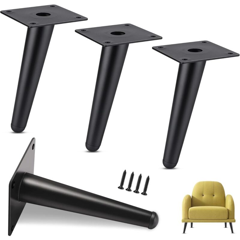 Ccykxa - Lot de 4 Pieds de Meubles Charge Jusqu'à 600 kg 15cm Pieds d'armoire en Métal, Pieds de Table de Cône, Pied Meuble pour Placard, Canapé,