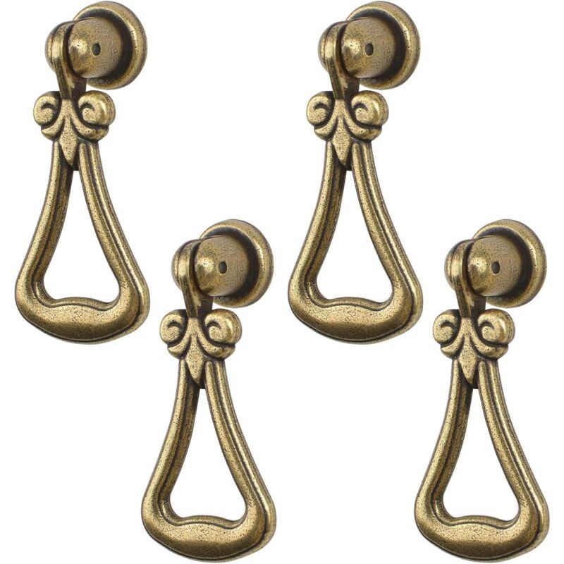 CCYKXA Lot de 4 poignées de suspension vintage en alliage de zinc avec anneau triangulaire pour armoires, armoires, placards, tiroirs, portes,