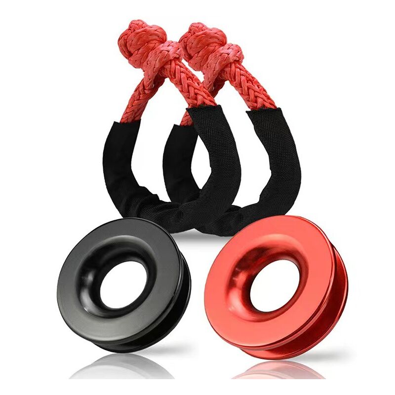 Lot de 4 (Rouge+Noir) Anneau de récupération Snatch Crochet de remorquage Anneau de remorquage Corde de sauvetage - Ccykxa