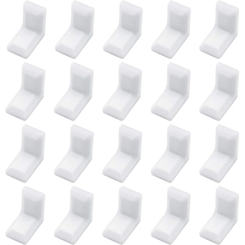 Ccykxa - Lot de 40 équerres d'angle en acier galvanisé en forme de l avec couvercle en plastique abs blanc pour armoire, étagère