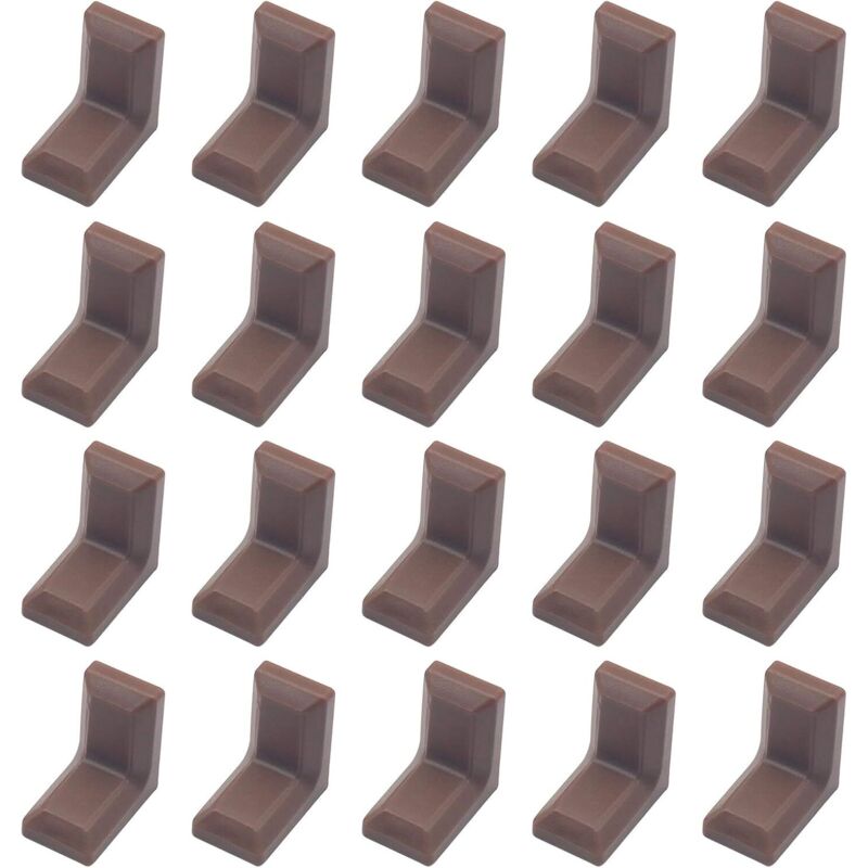 Lot de 40 équerres d'angle en acier galvanisé en forme de l avec couvercle en plastique abs blanc pour placard, armoire, étagère (marron) - Ccykxa