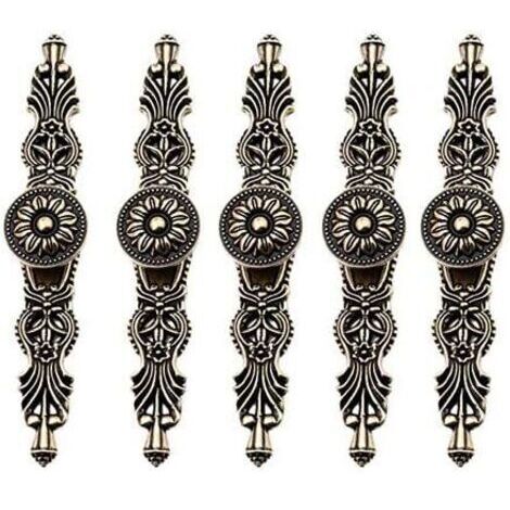 CCYKXA Lot de 5 Poignées de porte pour Placards Style Vintage Rétro Bouton de meuble Couleur Bronze pour Ancien Rétro Meuble Bibliothèque Commode Armoire Tiroir