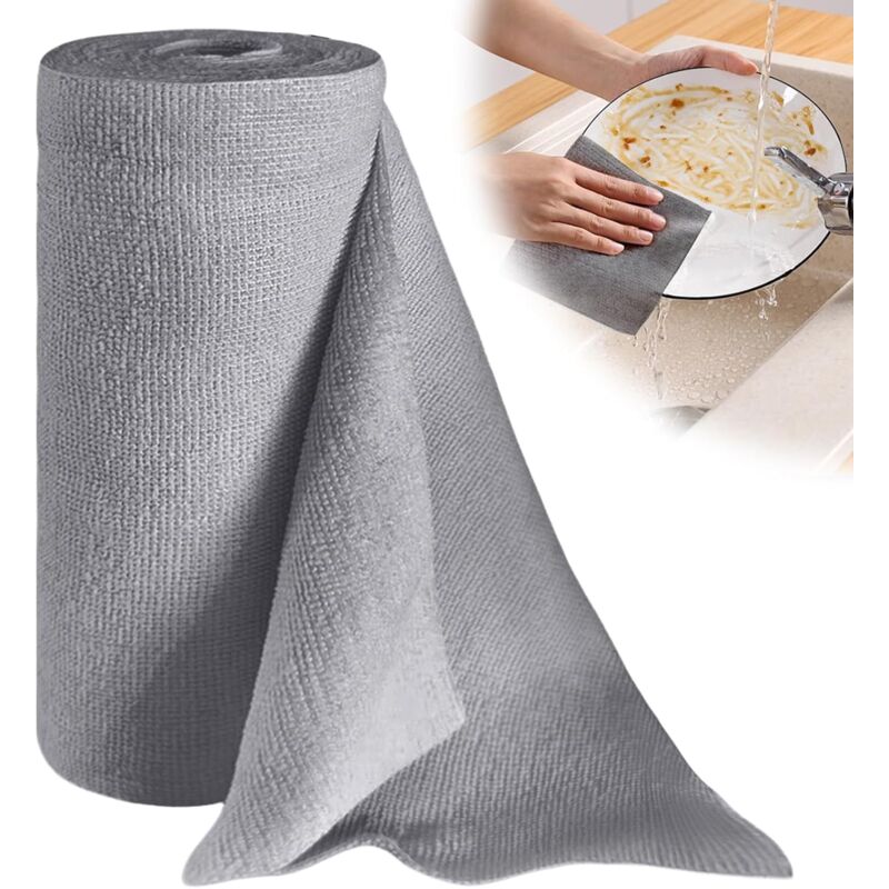 Lot de 50 rouleaux de chiffons de nettoyage jetables en microfibre 30 x 30 cm - Non pelucheux - Lingettes de nettoyage amovibles - Pour voiture,