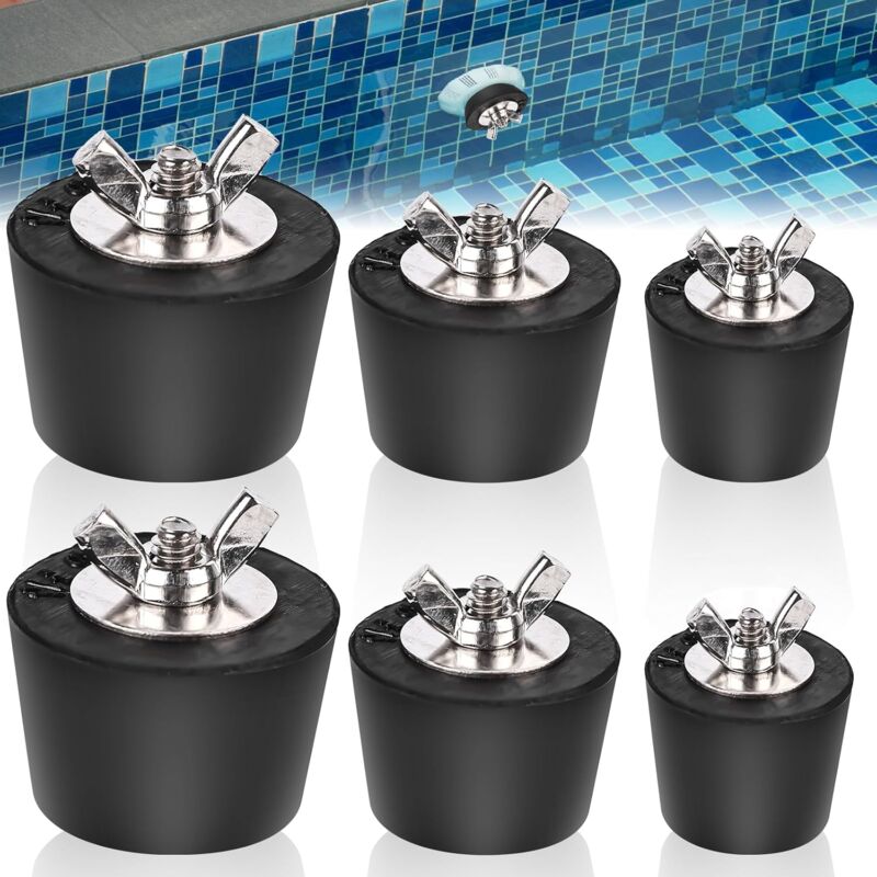 Ccykxa - Lot de 6 bouchons d'hiver pour piscine - 32 mm/38 mm/51 mm - Bouchons en caoutchouc avec boulons en acier inoxydable - Pour piscine Intex,